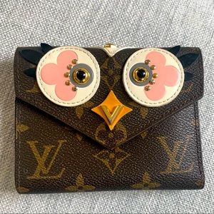L V Owl Trifold Wallet